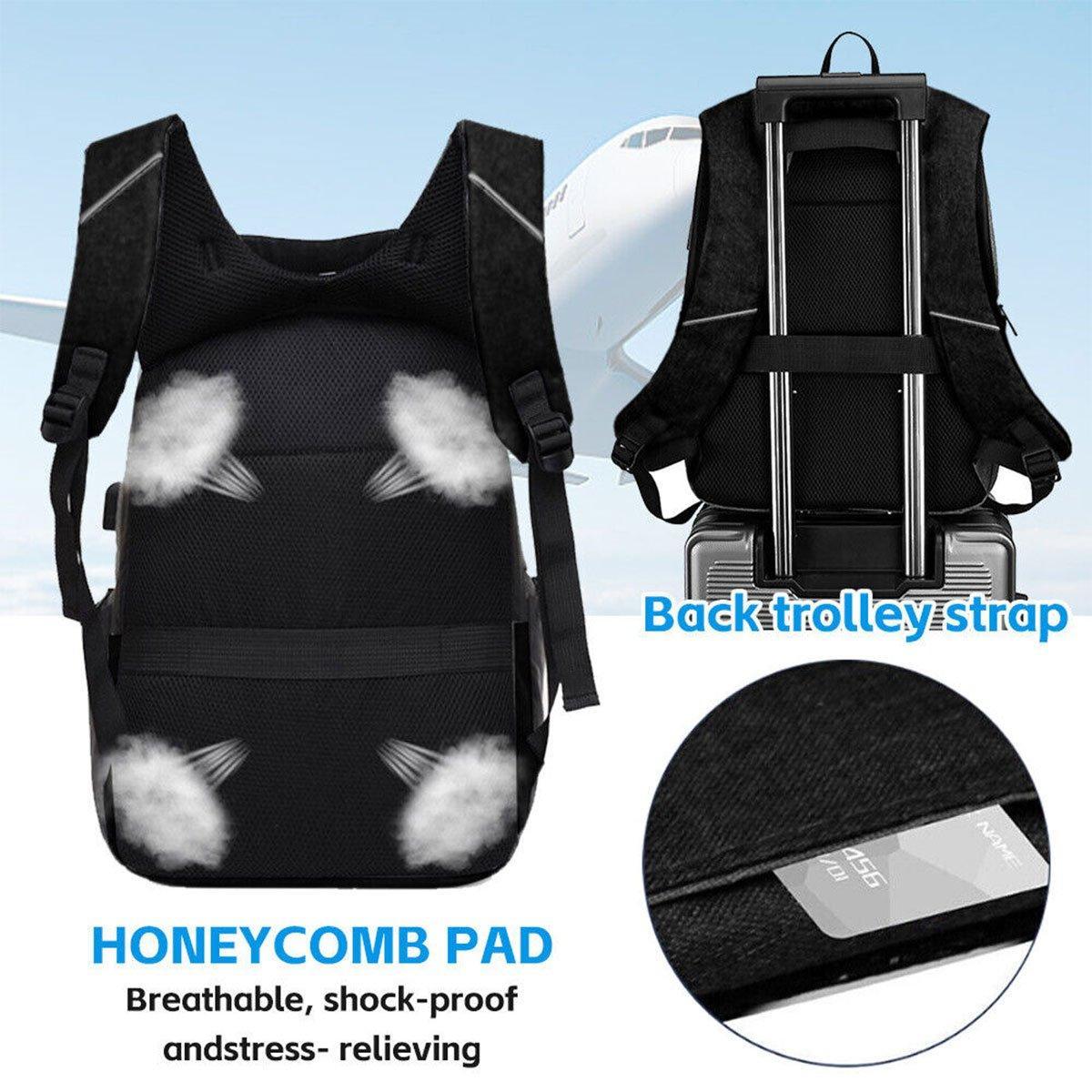 Men's Multi-Functional Business Backpack 15.6" Laptop, USB Port, Water-Resistant - SuperSaverAU - view 3