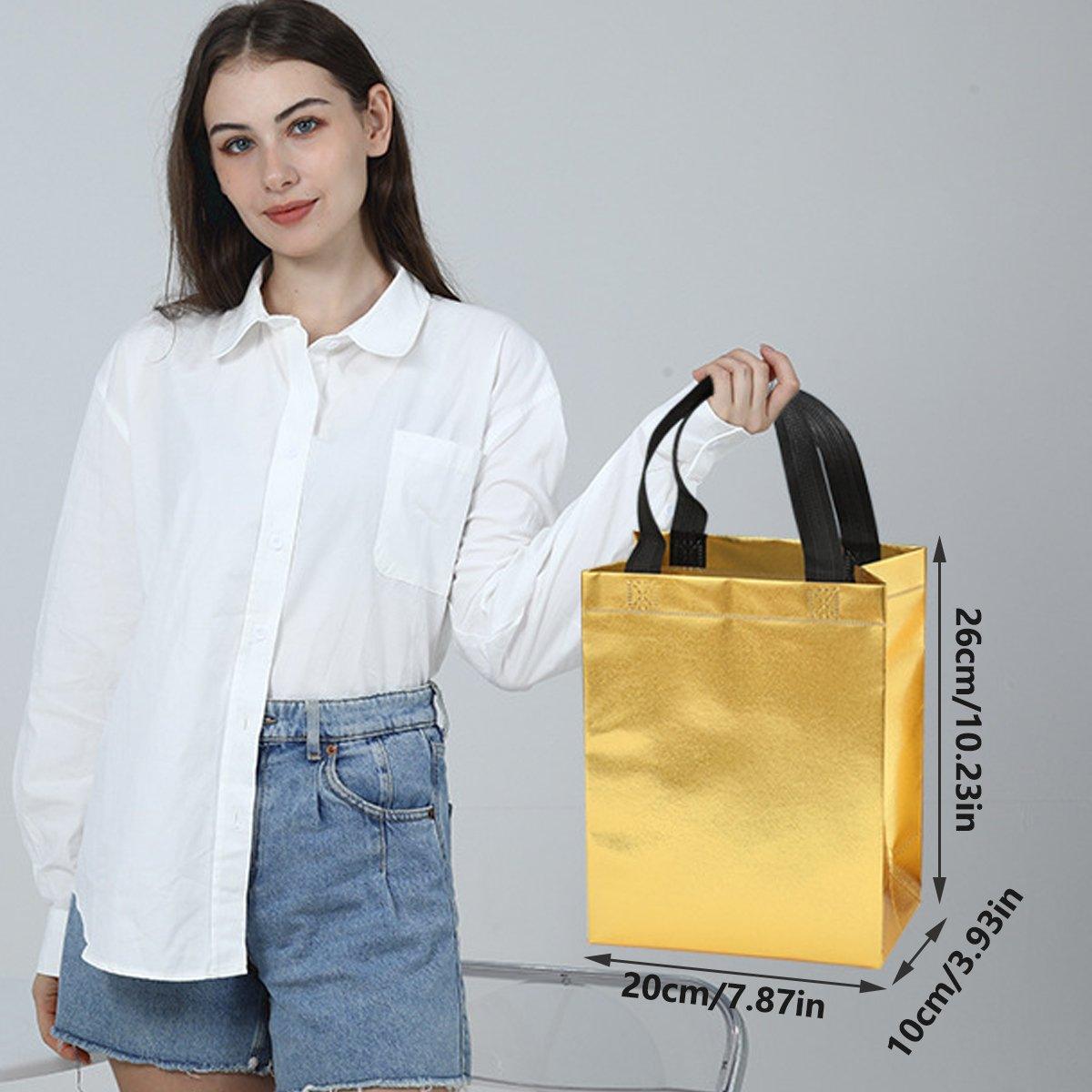 24pcs Laser Non Woven Gift Bags Tote Bags for Party Favor Wedding and Birthday - Rose Red - SuperSaverAU - view 2
