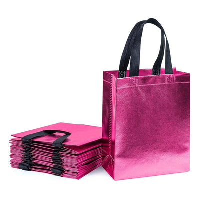 24pcs Laser Non Woven Gift Bags Tote Bags for Party Favor Wedding and Birthday - Rose Red
