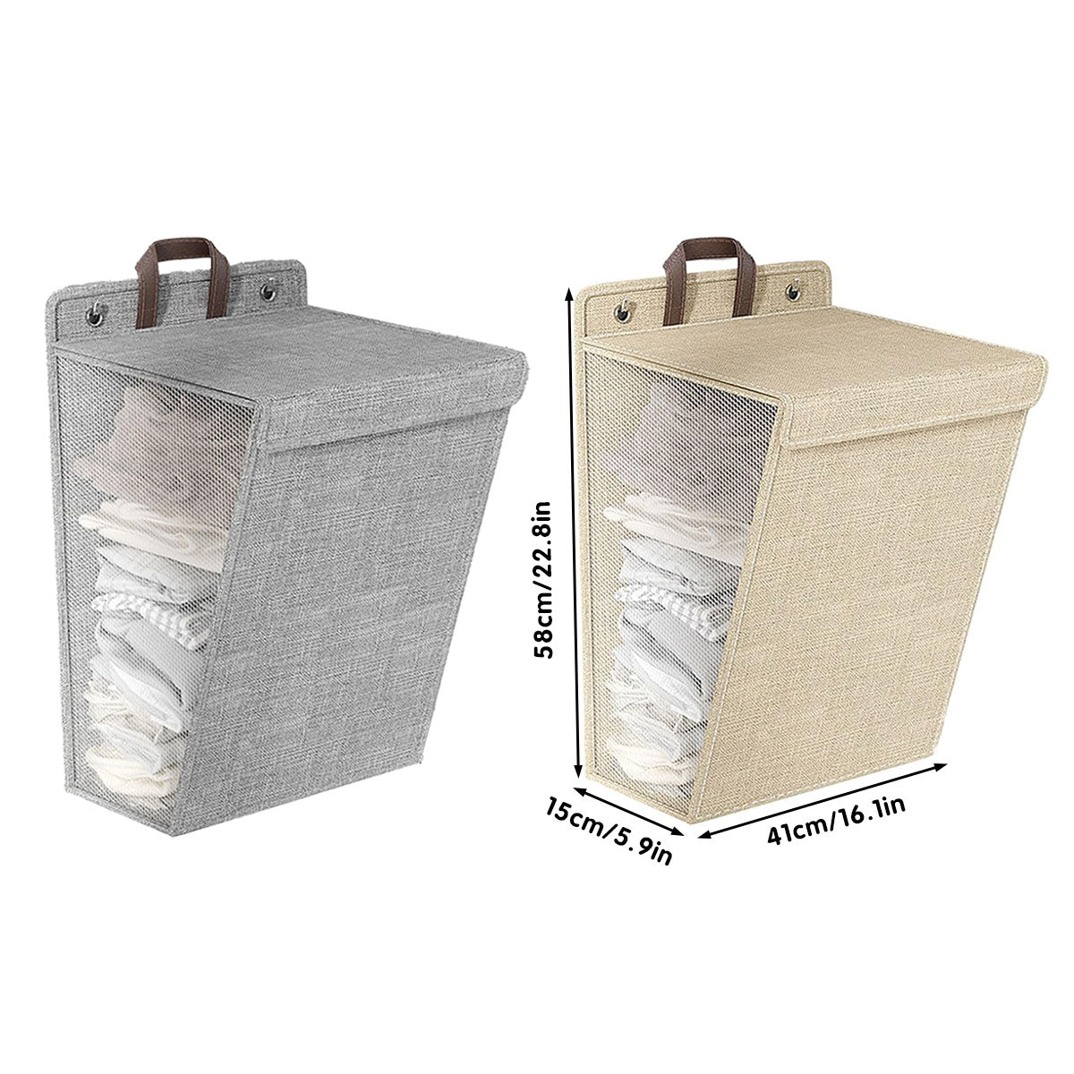 Premium Wall Mounted Foldable Laundry Basket – Beige