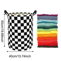 Premium Foldable Laundry Basket – Black & White Chess Waterproof Fabric