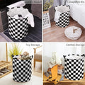 Premium Foldable Laundry Basket – Black & White Chess Waterproof Fabric