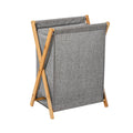 Wooden Foldable Laundry Basket - Beige - Large Capacity, Breathable Fabric - SuperSaverAU - view 6