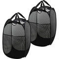 Premium Foldable Mesh Laundry Hampers – Black 2 Pack