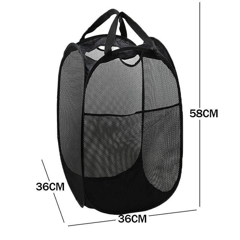 Premium Foldable Mesh Laundry Hampers – Black 2 Pack