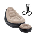 Premium 3 Piece Grey Inflatable Recliner Sofa Chair with Ottoman and Pump