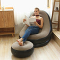 Premium 3 Piece Grey Inflatable Recliner Sofa Chair with Ottoman and Pump