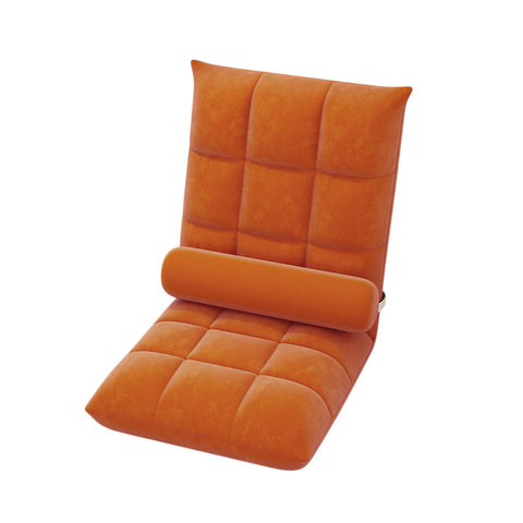 Premium Orange Adjustable Floor Lounge Sofa Bed Chair with Lumbar Pillow