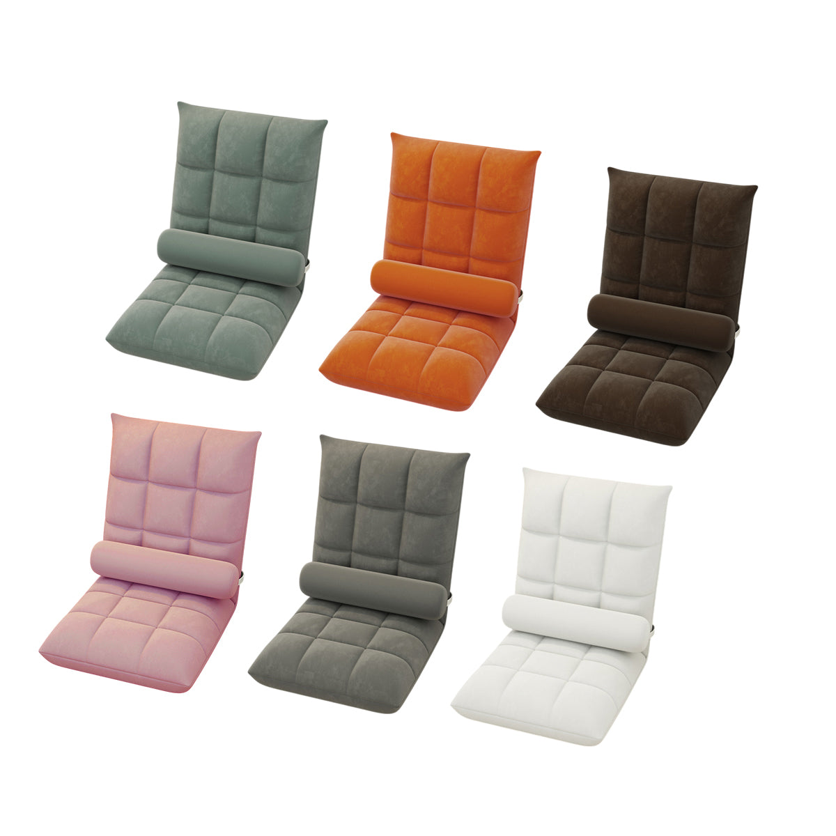 Premium White Adjustable Floor Lounge Sofa Bed Chair with Lumbar Pillow