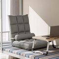 Premium White Adjustable Floor Lounge Sofa Bed Chair with Lumbar Pillow