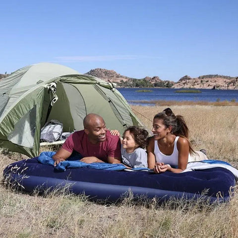 King Size Inflatable Airbed Easy Inflate Flocked Air Mattress Camping Guest Bed - SuperSaverAU - view 1