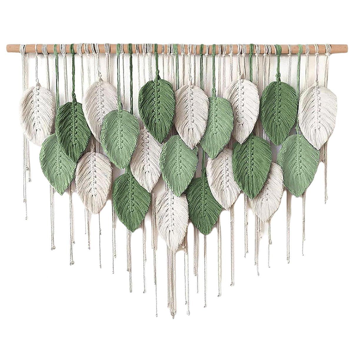 Cotton Rope Woven Leaves Tapestry 100cm for Living Room Bedroom Decor - SuperSaverAU - view 1