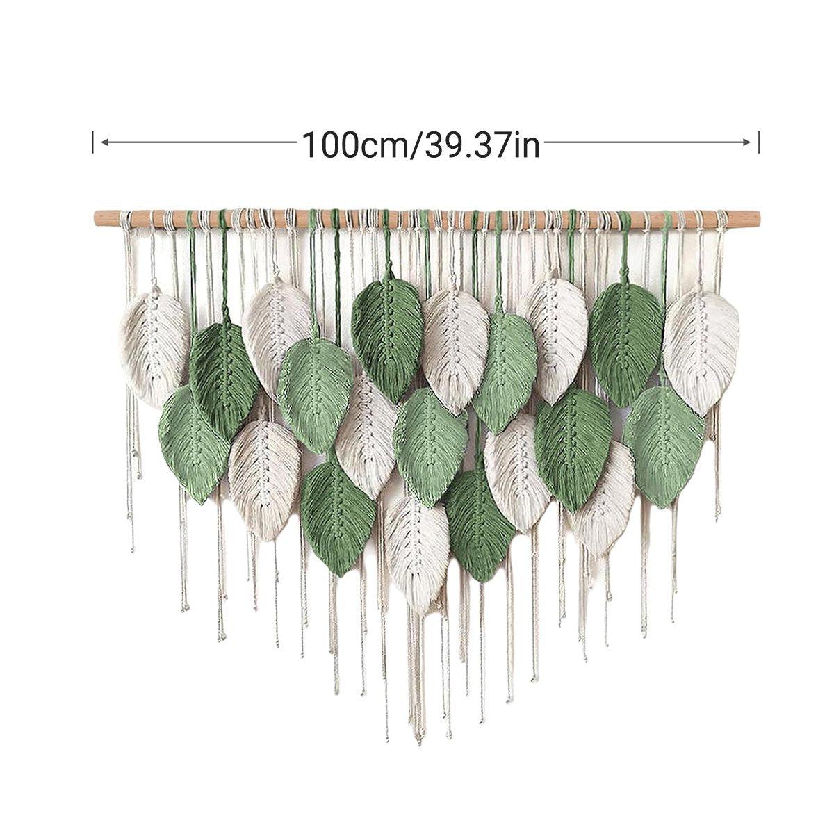 Cotton Rope Woven Leaves Tapestry 100cm for Living Room Bedroom Decor