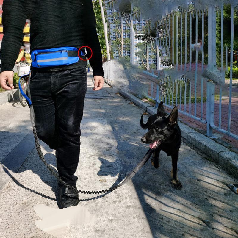 Hands Free Dog Leash 160-220cm with Adjustable Waist Bag for Walking Jogging Running - Black + Blue