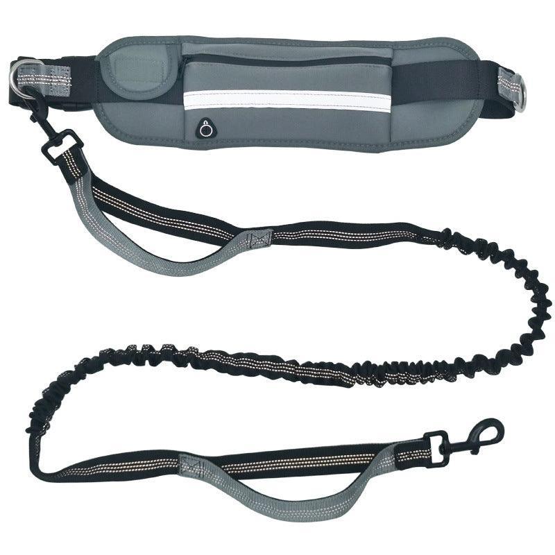 Hands Free Dog Leash 160-220cm with Adjustable Waist Bag for Walking Jogging Running - Black+Grey - SuperSaverAU - view 8