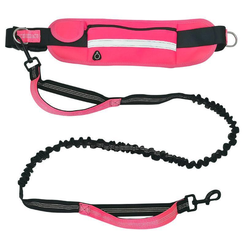 Hands Free Dog Leash 160-220cm with Adjustable Waist Bag - Black+Pink - SuperSaverAU - view 9