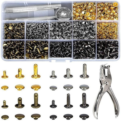 484pcs Leather Rivets Tool Kit - Double Cap Rivet Set for DIY Projects