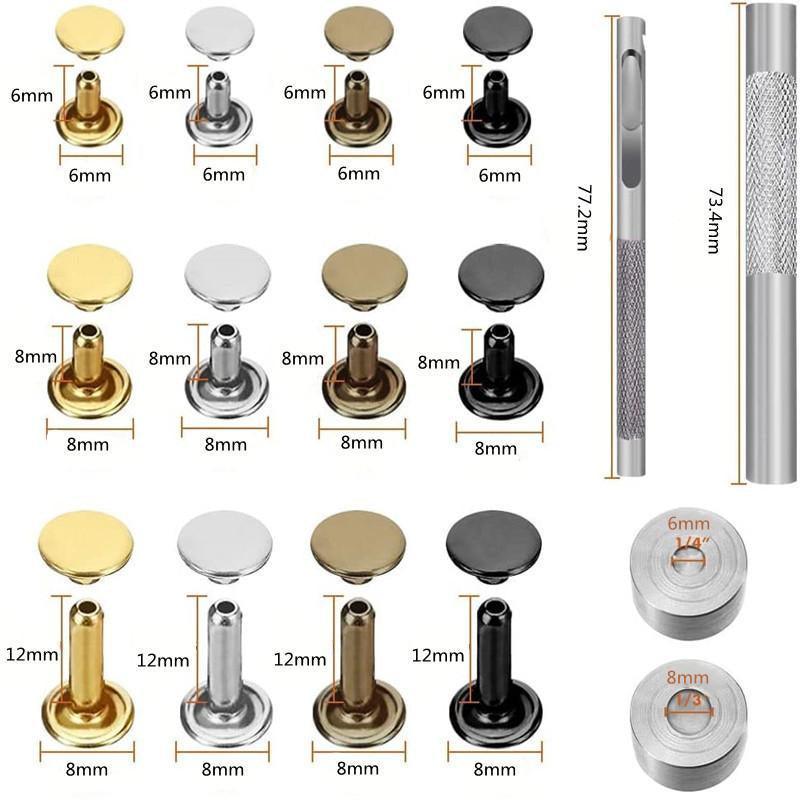 484pcs Leather Rivets Tool Kit - Double Cap Rivet Set for DIY Projects