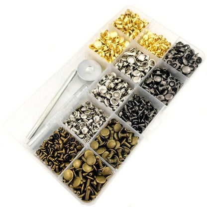 484pcs Leather Rivets Tool Kit - Double Cap Rivet Set for DIY Projects