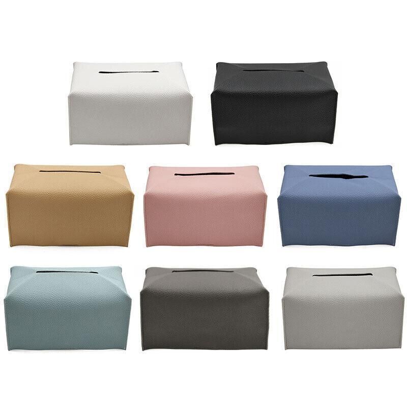 Premium PU Leather Tissue Box Dispenser – Black Large
