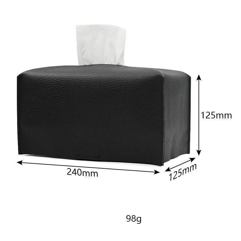 Premium PU Leather Tissue Box Dispenser – Black Large