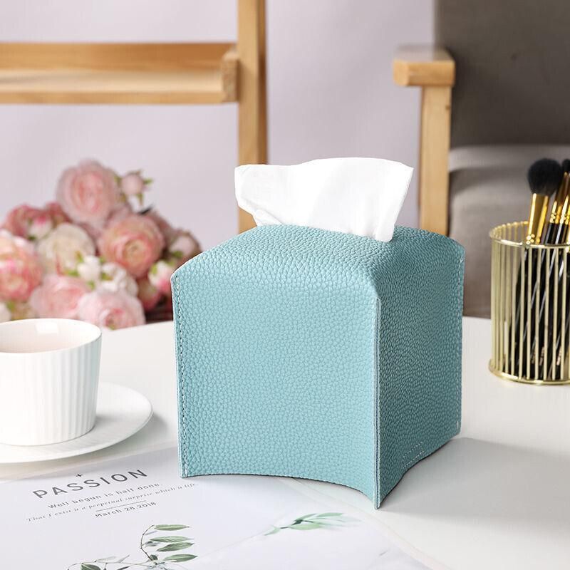 Premium PU Leather Tissue Box Dispenser – Black Large