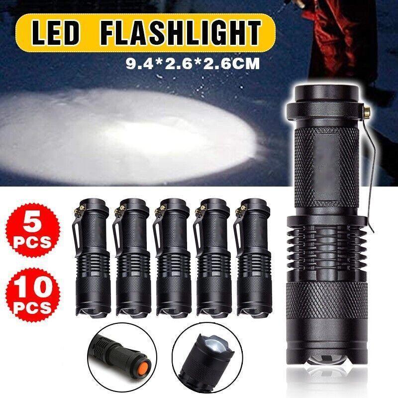 5/10x Mini Q5 LED Flashlight Torch 1200LM Adjustable Focus Waterproof 5PCS - SuperSaverAU - view 1