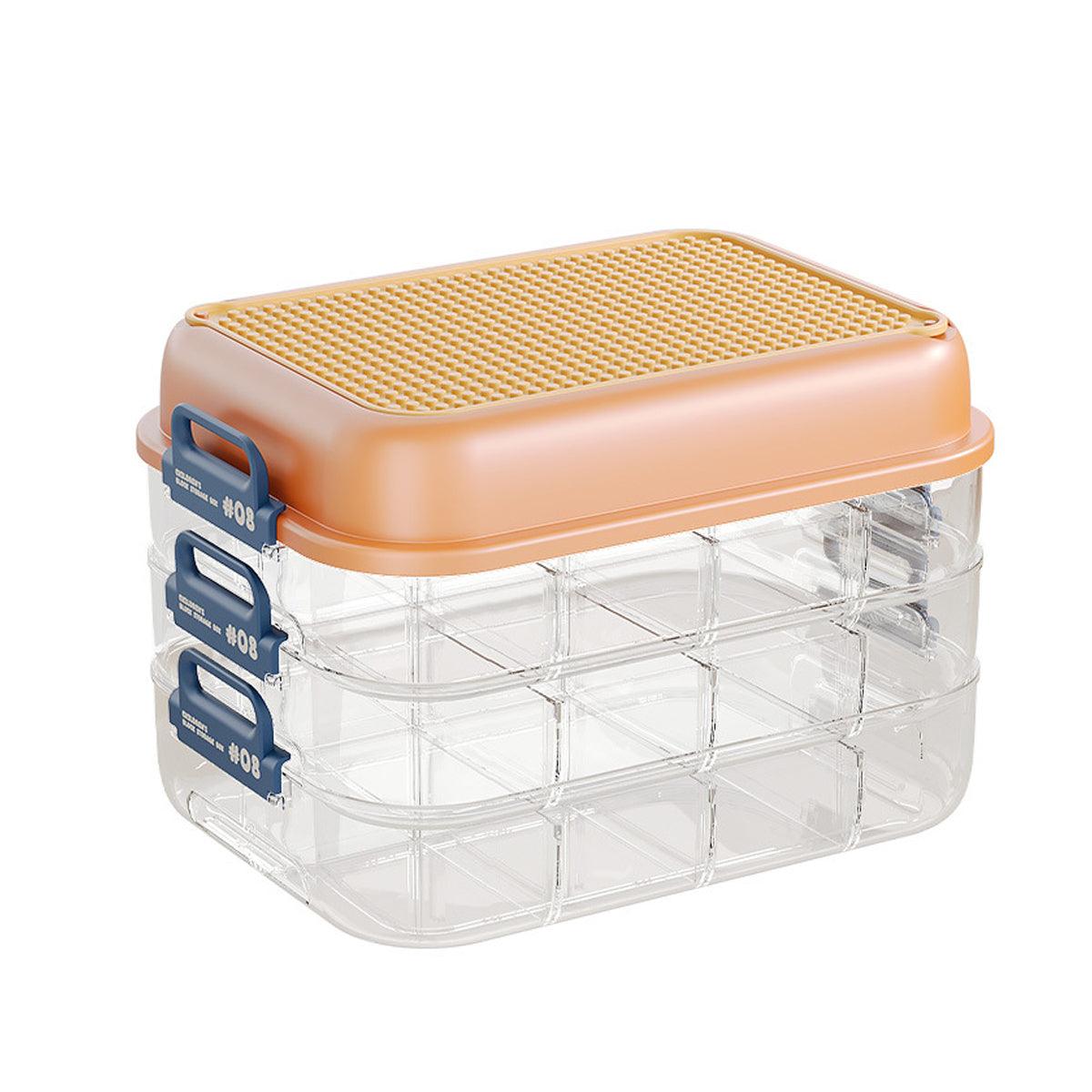 Green 3-Layer Stackable Storage Box for Building Blocks with Sorting Trays