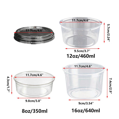 100PCS Transparent Packing Box With Cover Plastic Dessert Bowl Food Container - Lid