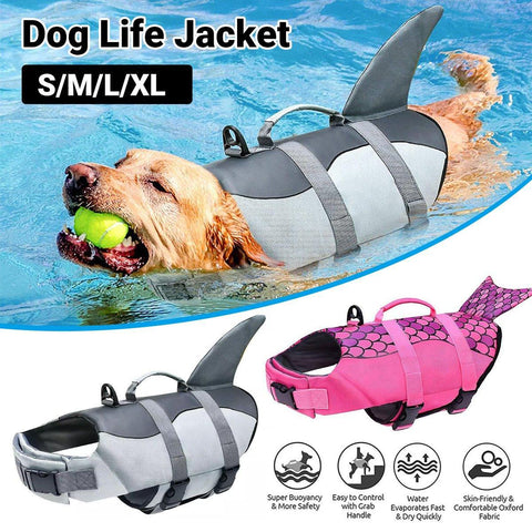Pet Life Jacket Dog Swim Vest - Grey L, Super Buoyancy, Quick-Dry, Adjustable Straps - SuperSaverAU - view 1