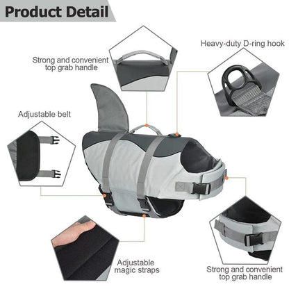 Pet Life Jacket Dog Swim Vest - Grey S, Super Buoyancy, Quick-Dry, Adjustable Straps