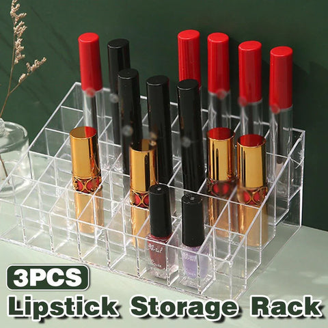 Premium Transparent Acrylic Lipstick Organisers – 3 Pack