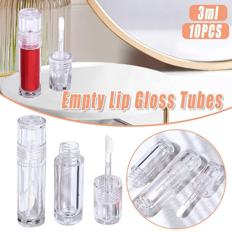 Premium 10pcs 3ml Transparent Lip Gloss Tubes with Applicator Wands