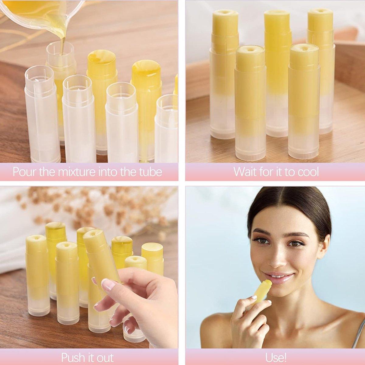 Premium 50pcs White Refillable PP Lip Balm Tubes 5g Twist Up Cosmetic Containers