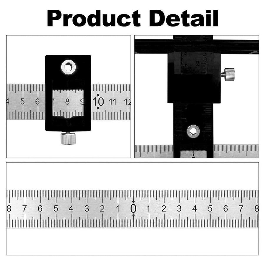 Premium Woodworking Drill Guide Hole Locator with Adjustable Sliders - Black
