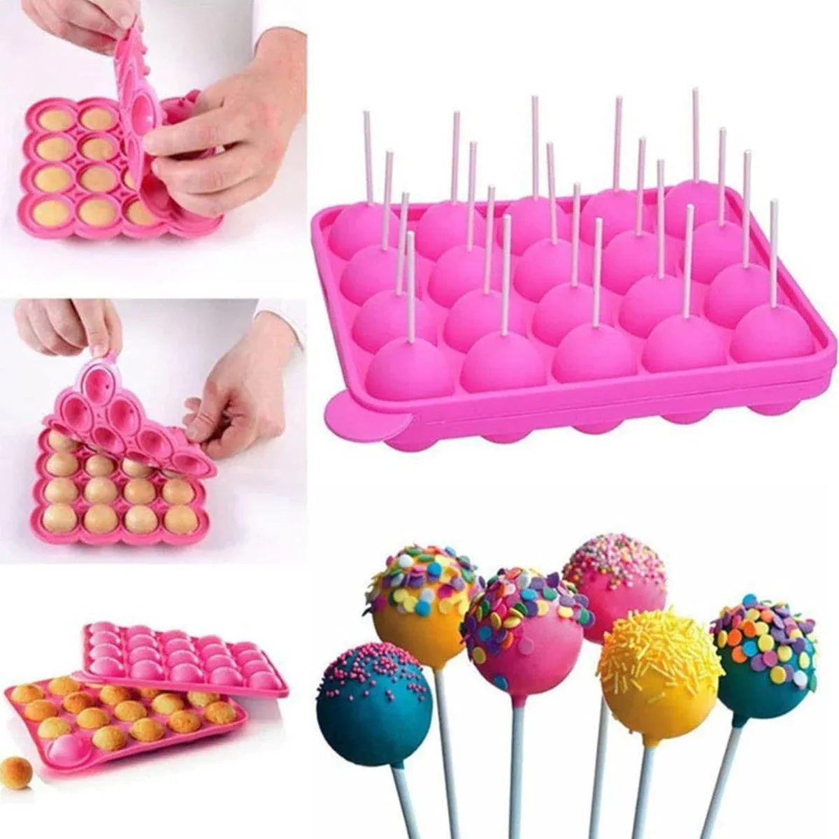 Premium Round Silicone Lollipop Moulds – 2 Pack with Paper Sticks