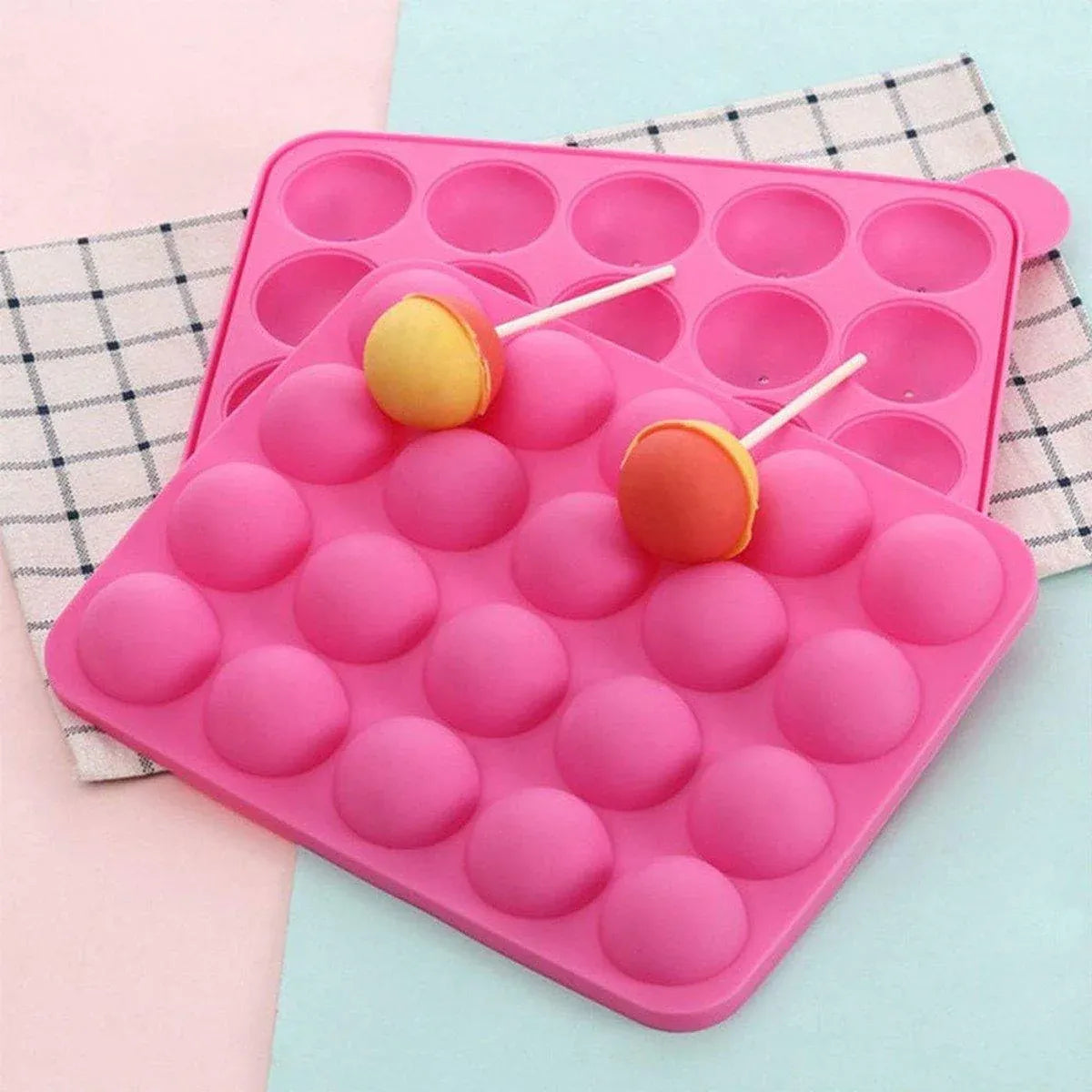 Premium Round Silicone Lollipop Moulds – 2 Pack with Paper Sticks