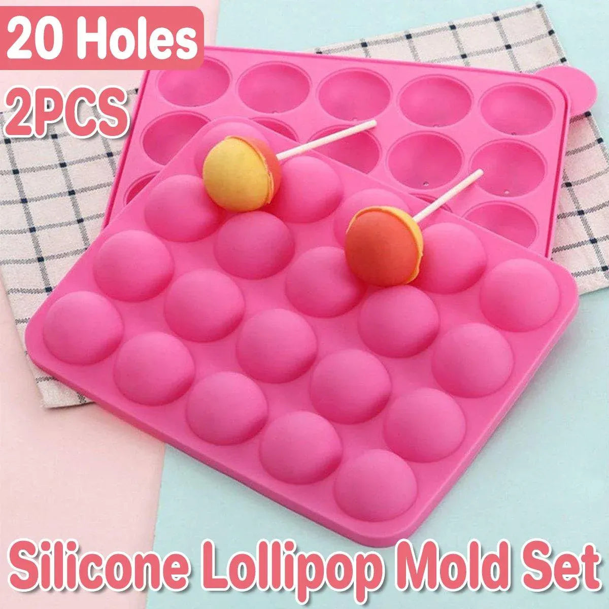 Premium Round Silicone Lollipop Moulds – 2 Pack with Paper Sticks