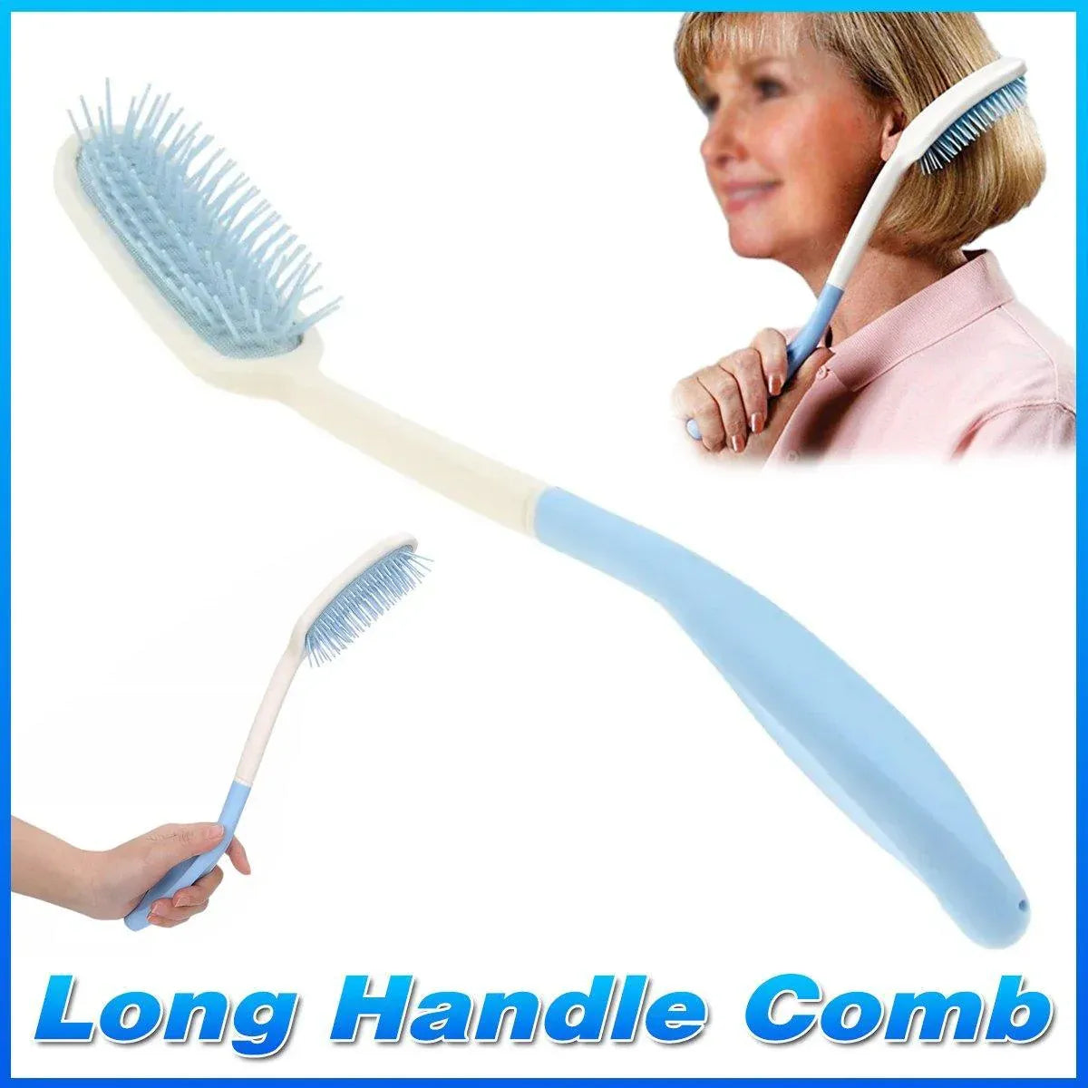 Premium Extra Long Handle Hair Comb and Brush for Elderly Limited Mobility Users