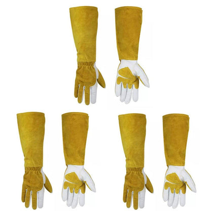 Heat Resistant Leather Welding Gloves - Long Cuffed for Extra Protection