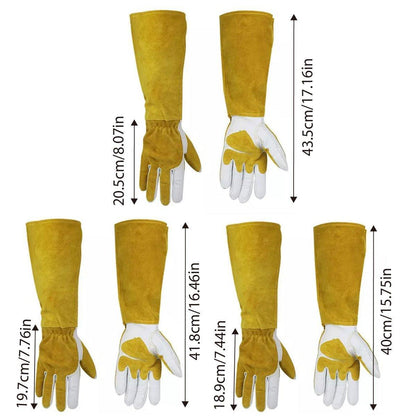 Heat Resistant Leather Welding Gloves - Long Cuffed for Extra Protection