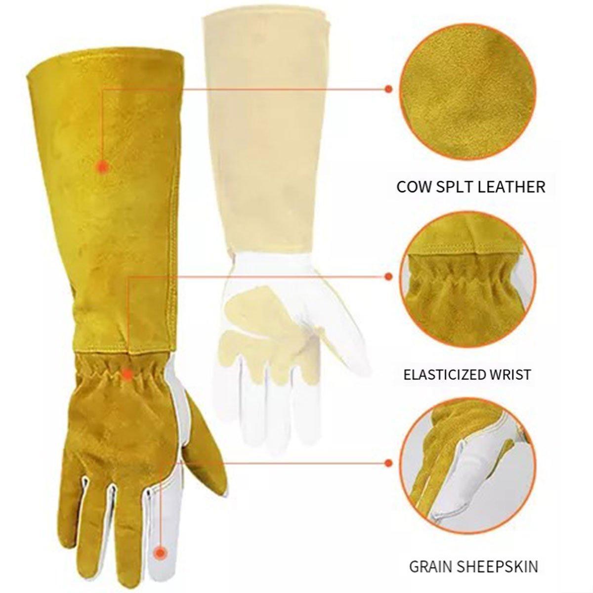 Heat Resistant Leather Welding Gloves - Long Cuffed for Extra Protection