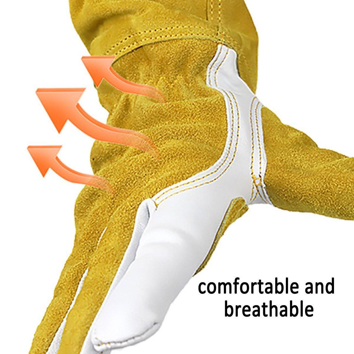 Heat Resistant Leather Welding Gloves - Long Cuffed for Extra Protection