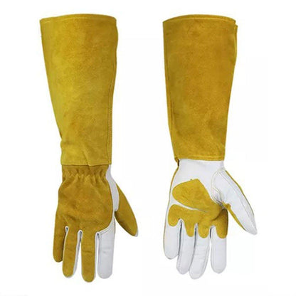 Heat Resistant Leather Welding Gloves - Long Cuffed for Extra Protection