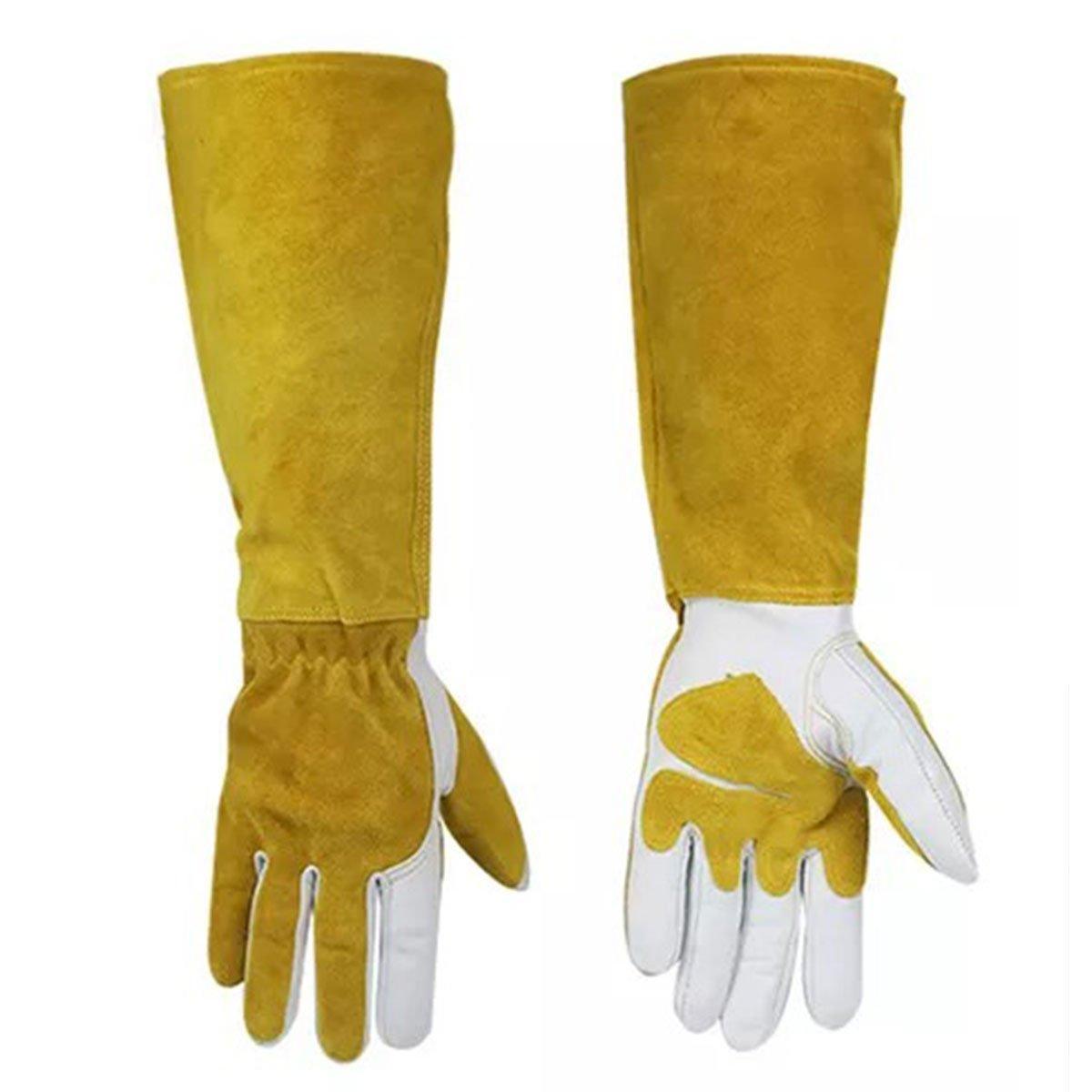 Heat Resistant Leather Welding Gloves - Long Cuffed for Extra Protection