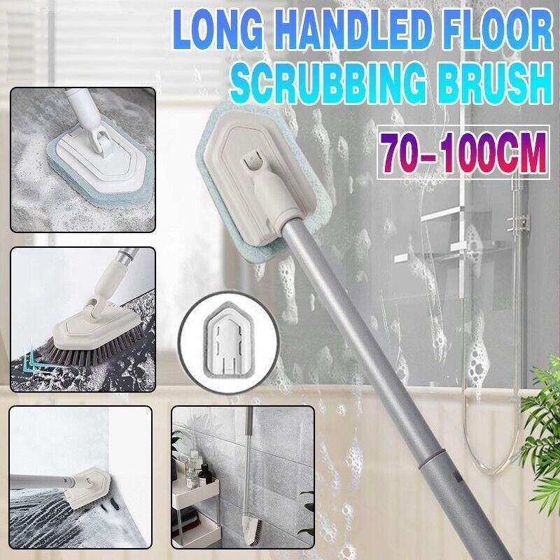 Long Handled Floor Scrubbing Brush 70-100cm with Interchangeable Heads - SuperSaverAU - view 1