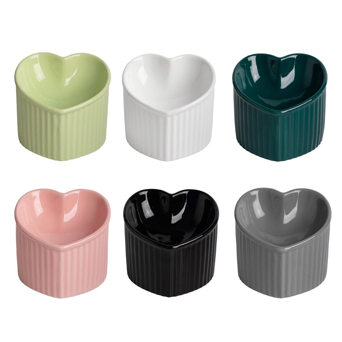 Heart-Shaped Ceramic Pet Bowl for Cats & Small Dogs, 5.43" x 4.56" x 3.14" - SuperSaverAU - view 2