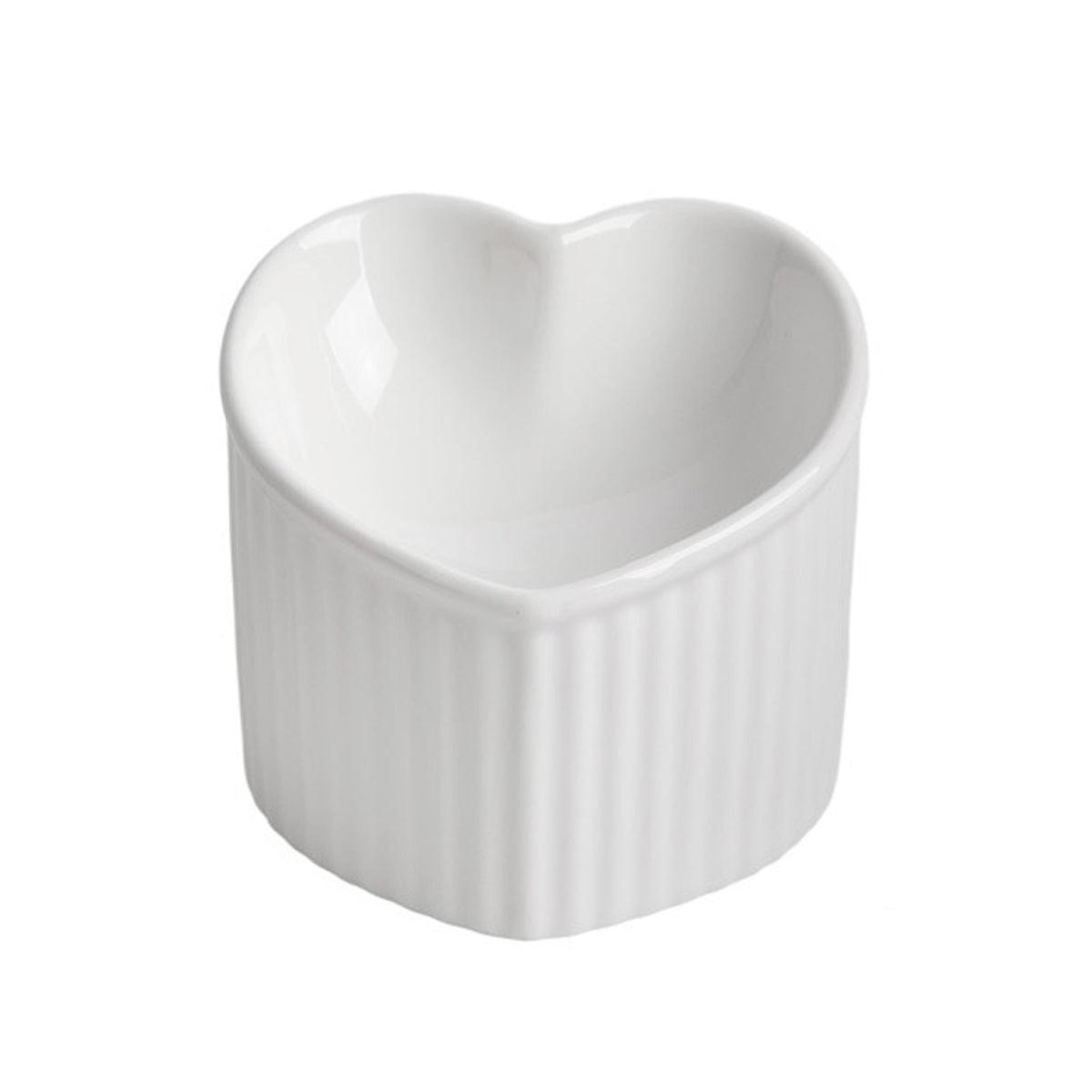 Heart-Shaped Ceramic Pet Bowl for Cats & Small Dogs, 5.43" x 4.56" - Dark Green - SuperSaverAU - view 7