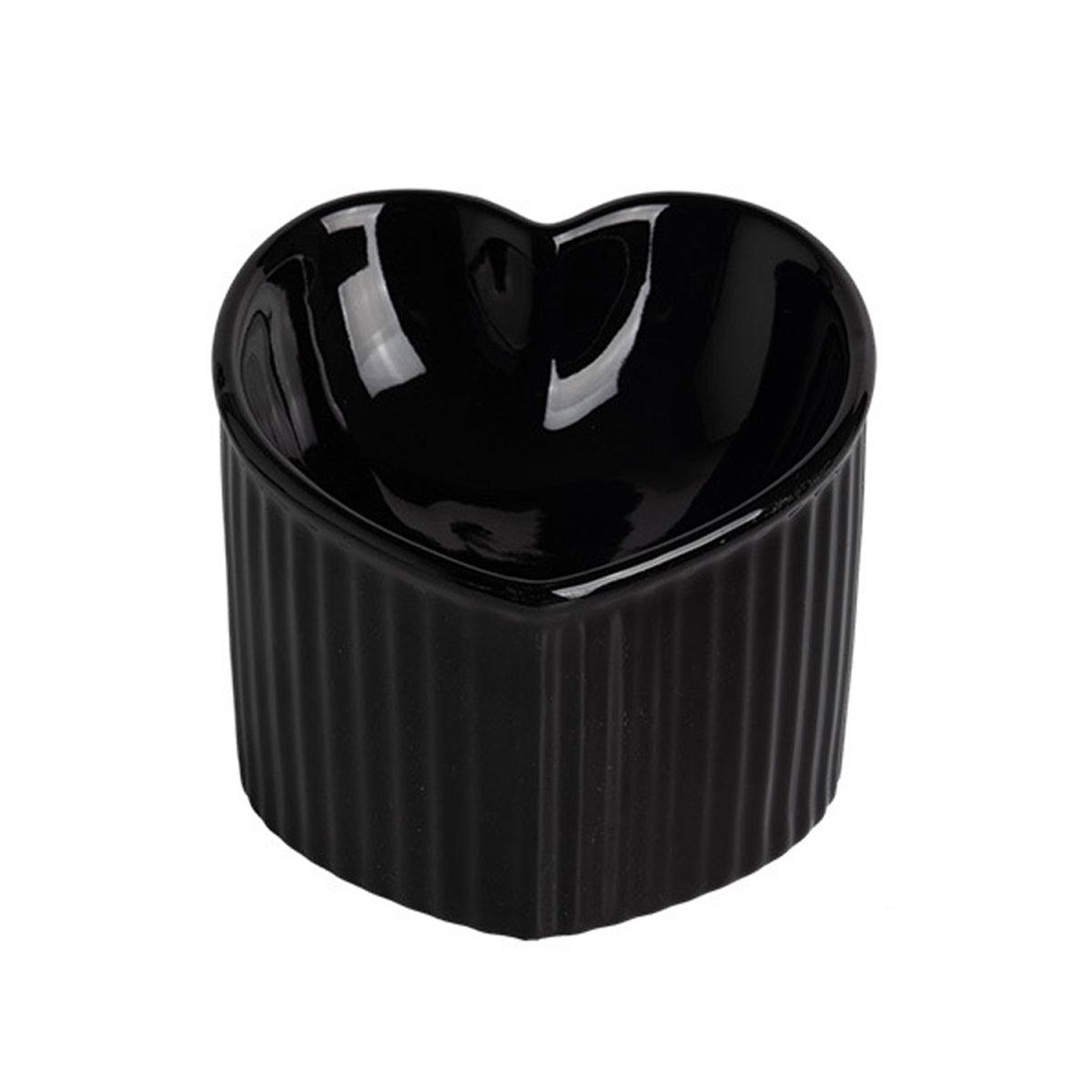 Heart-Shaped Ceramic Pet Bowl for Cats & Small Dogs, 5.43" x 4.56" - Dark Green - SuperSaverAU - view 10