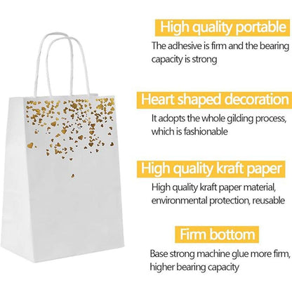 30PCS Kraft Paper Gift Bags Small Love Candy Bags Gold Foil Wedding Party Favors - Kraft Brown-Gold Foil